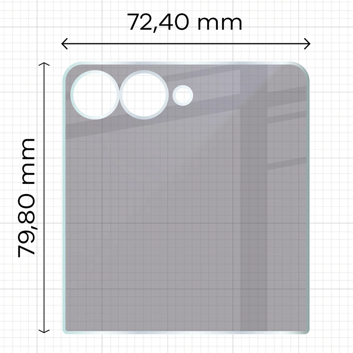Wymiary szkła Bizon Hybrid Shadow do Samsung Galaxy Z Flip8