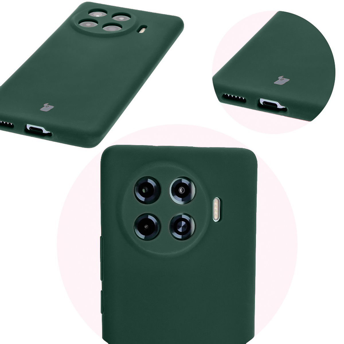 Zbliżenie na precyzyjne wycięcia i możliwość ładowania indukcyjnego w etui Bizon Soft Case
