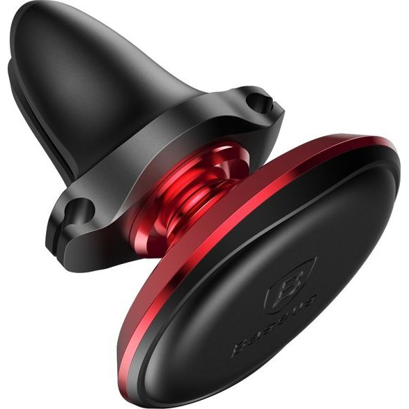 Uchwyt samochodowy magnetyczny na kratkę nawiewu z klipsami na kable Baseus Magnetic Air Vent, czerwony