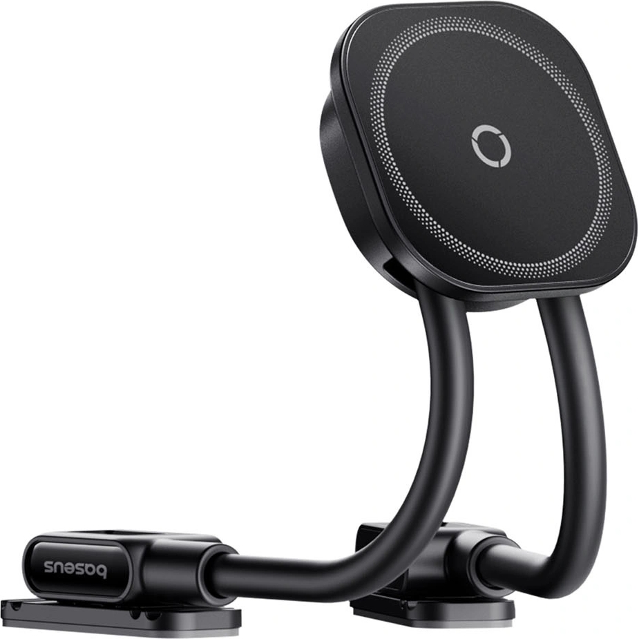 Baseus PrimeTrip CO3s w kolorze czarnym to uchwyt samochodowy z dwoma ramionami kompatybilny z MagSafe, który stabilnie utrzymuje smartfony nawet na nierównych drogach.