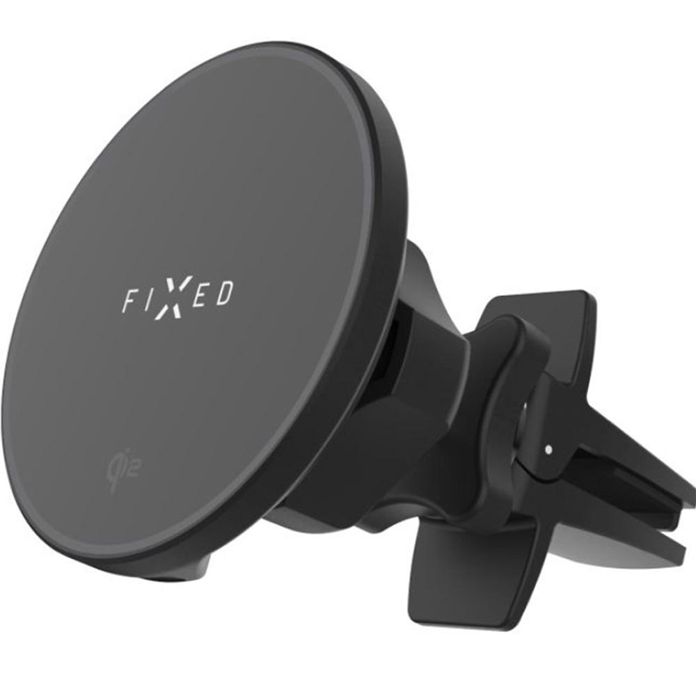 Uchwyt samochodowy magnetyczny do kartki nawiewu Fixed MagRound 2 Qi2 15W do MagSafe, czarny