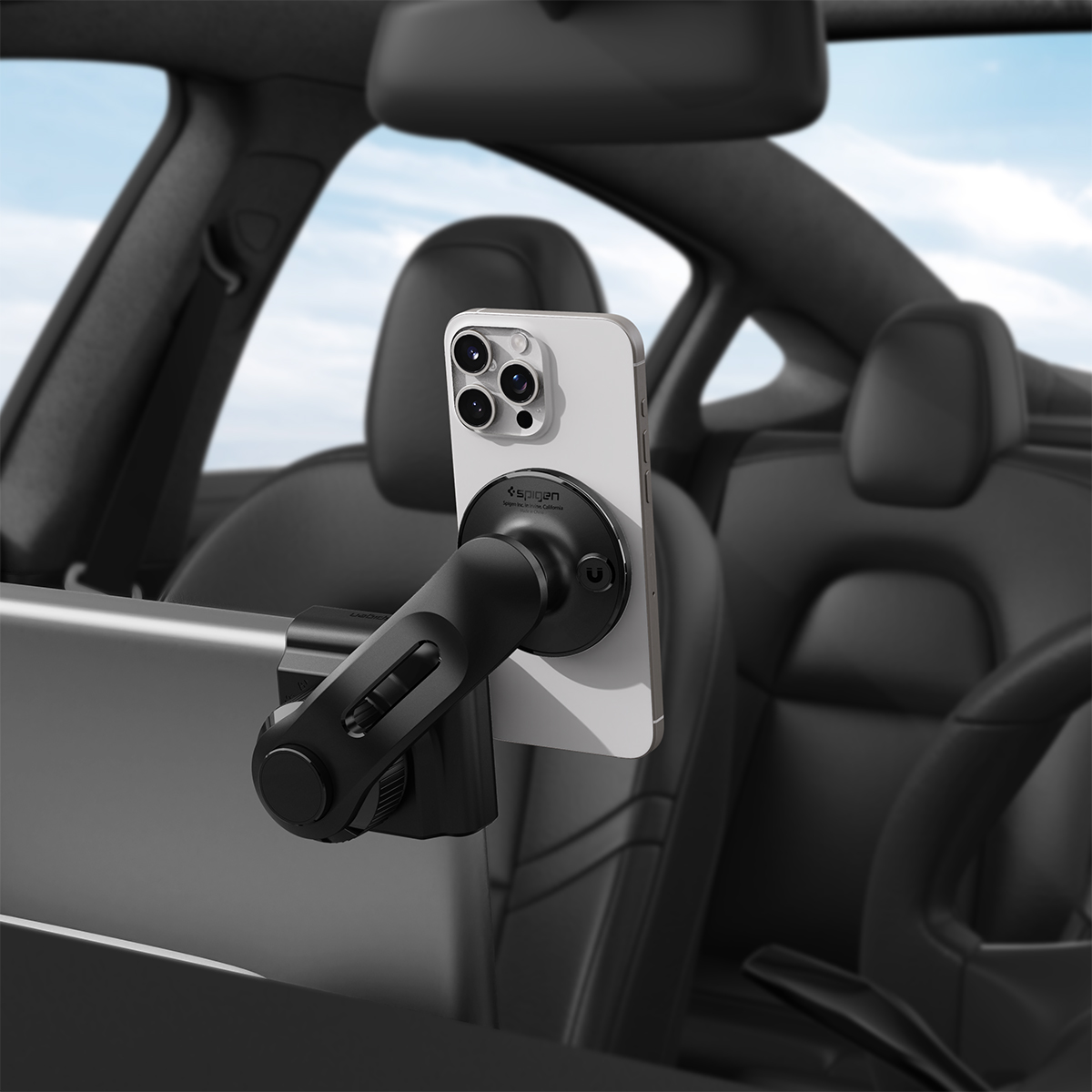 Uchwyt samochodowy Spigen TapLock Car Mount Holder do Tesla Model 3/X/S/Y/Cybertruck do iPhone z MagSafe, czarny