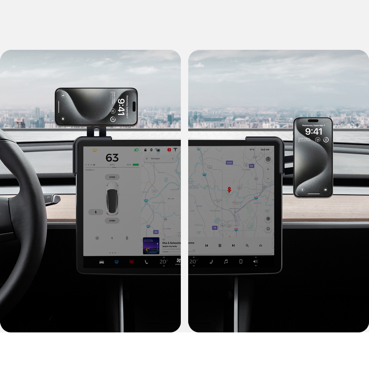 Uchwyt samochodowy Spigen TapLock Car Mount Holder do Tesla Model 3/X/S/Y/Cybertruck do iPhone z MagSafe, czarny