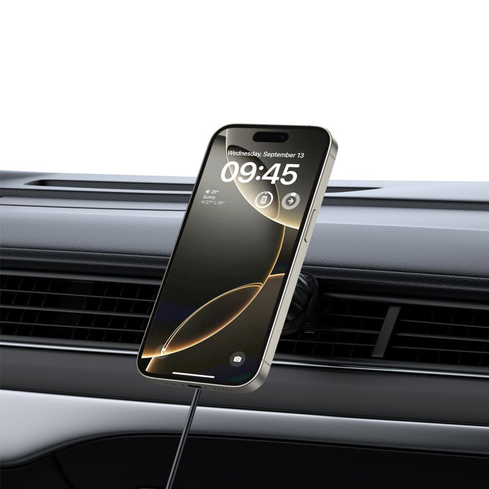 Uchwyt samochodowy z ładowaniem indukcyjnym do kratki nawiewu / slotu CD do MagSafe Tech-Protect MM15W-V5, 15W, czarny