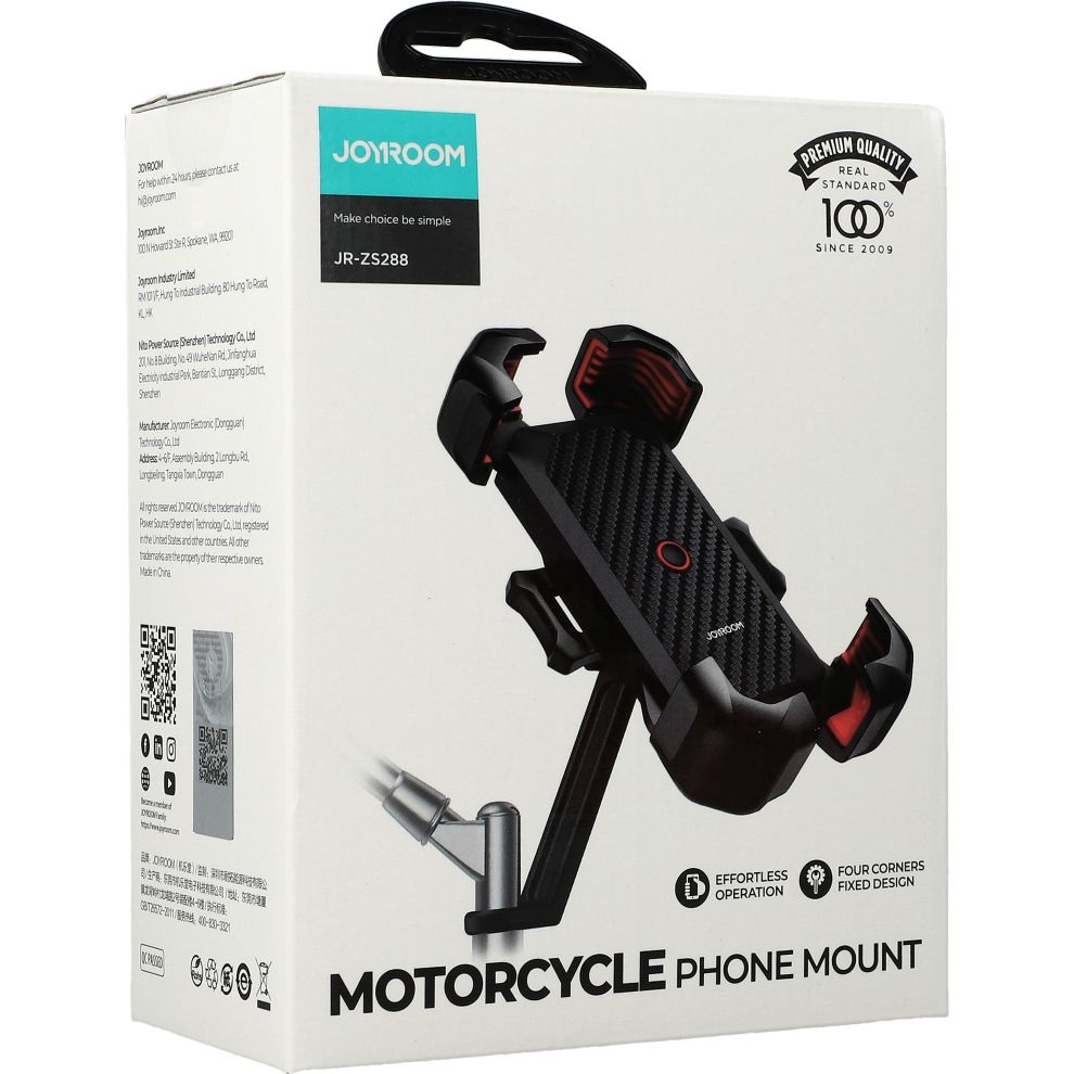 Uchwyt na telefon do motocykla, do lusterka, Joyroom JR-ZS288-m, czarno-czerwony