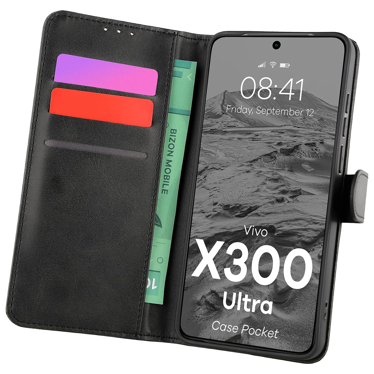 Etui z klapką z miejscem na karty Bizon Case Pocket do Vivo X300 Ultra