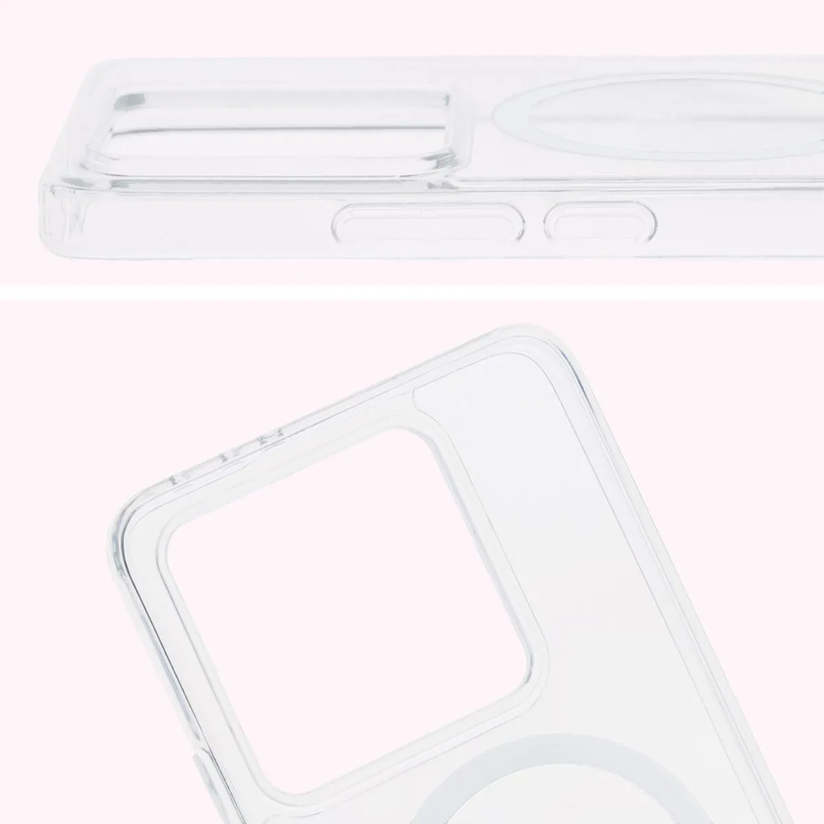 Pełne wycięcie i podwyższone krawędzie aparatu w etui Bizon Case CrystalO