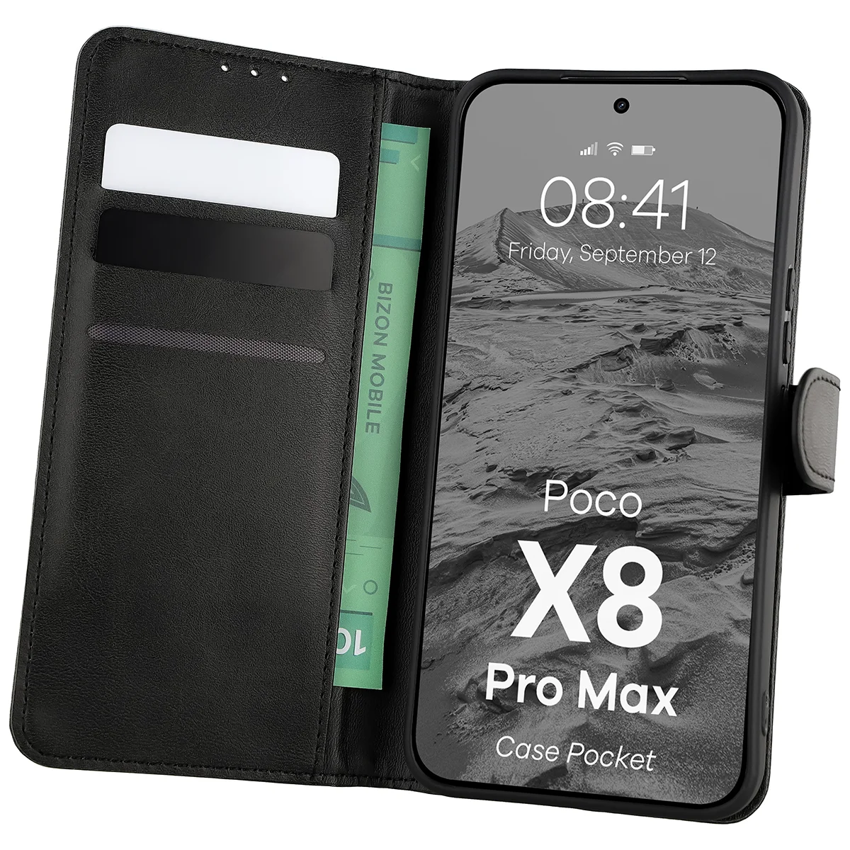 Etui z klapką z miejscem na karty Bizon Case Pocket do Xiaomi POCO X8 Pro Max