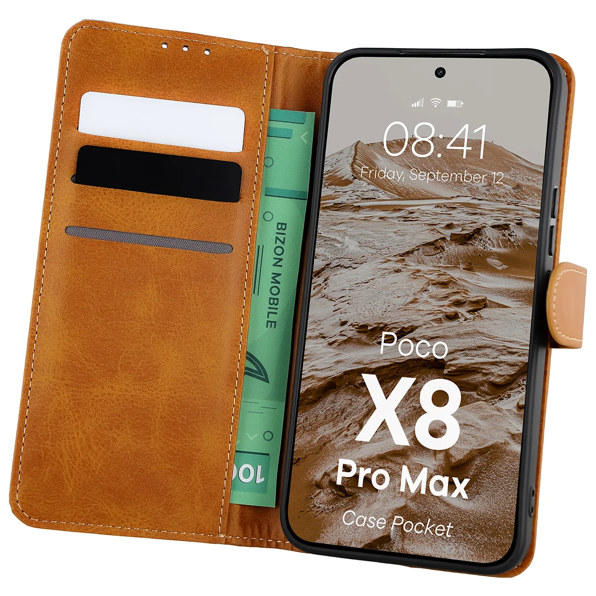 Etui z klapką z miejscem na karty Bizon Case Pocket do Xiaomi POCO X8 Pro Max