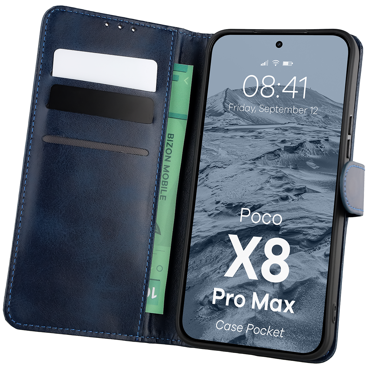 Etui z klapką z miejscem na karty Bizon Case Pocket do Xiaomi POCO X8 Pro Max