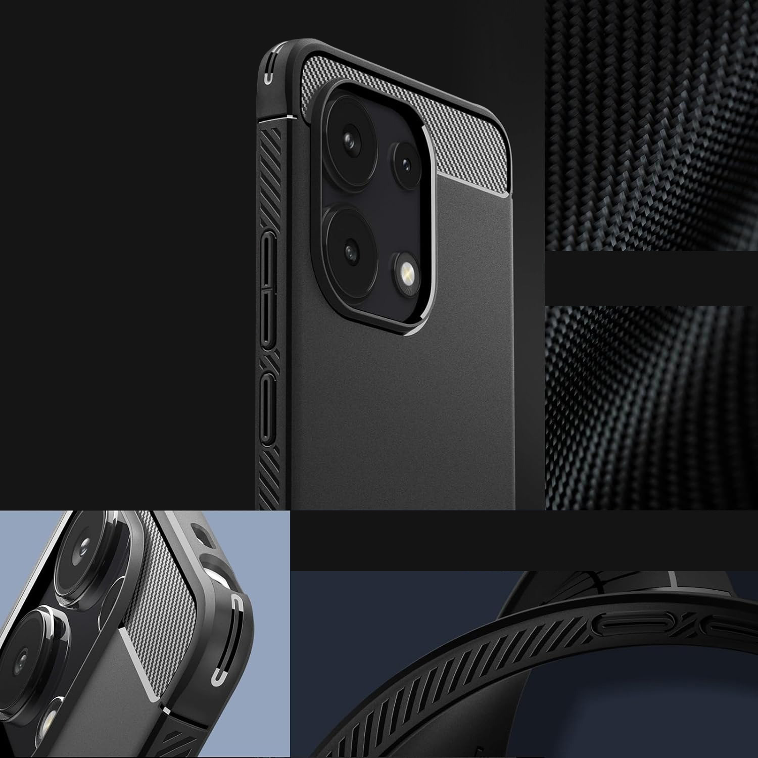 Schutzhülle Spigen Rugged Armor für Xiaomi Redmi Note 13 4G, Schwarz