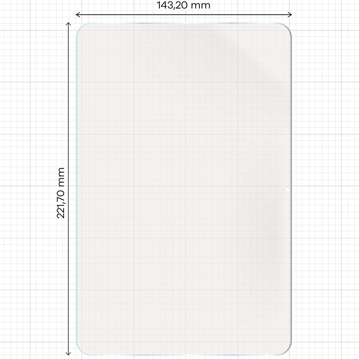 Miarka z wymiarami folii matowej Bizon Tab Film Matte do Xiaomi Redmi Pad 2 9.7