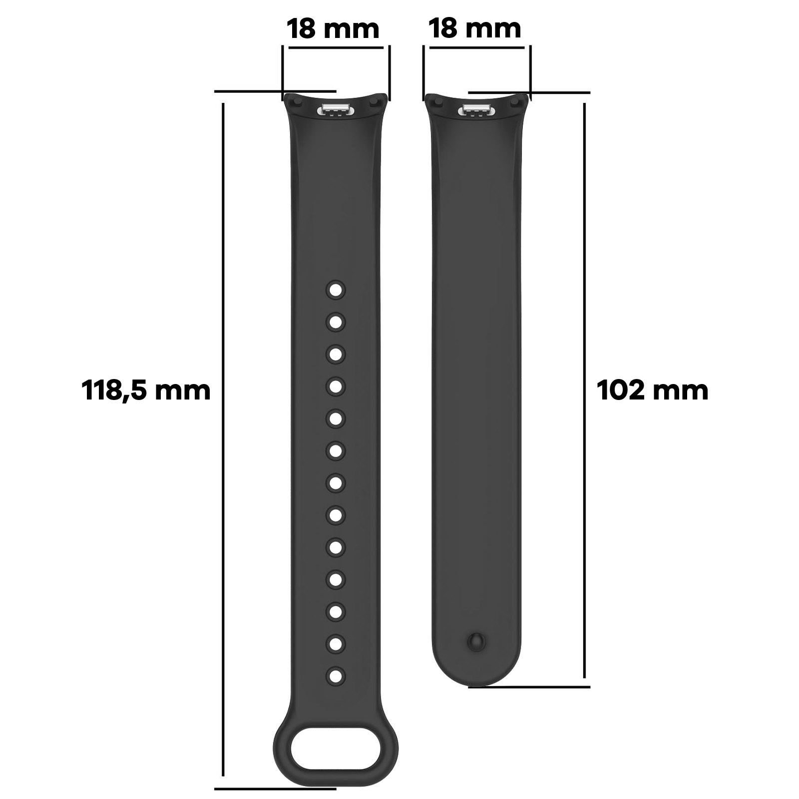 Wymiary paska Strap Watch Dots dla Xiaomi Smart Band 10 / 9 / 9 NFC / 8