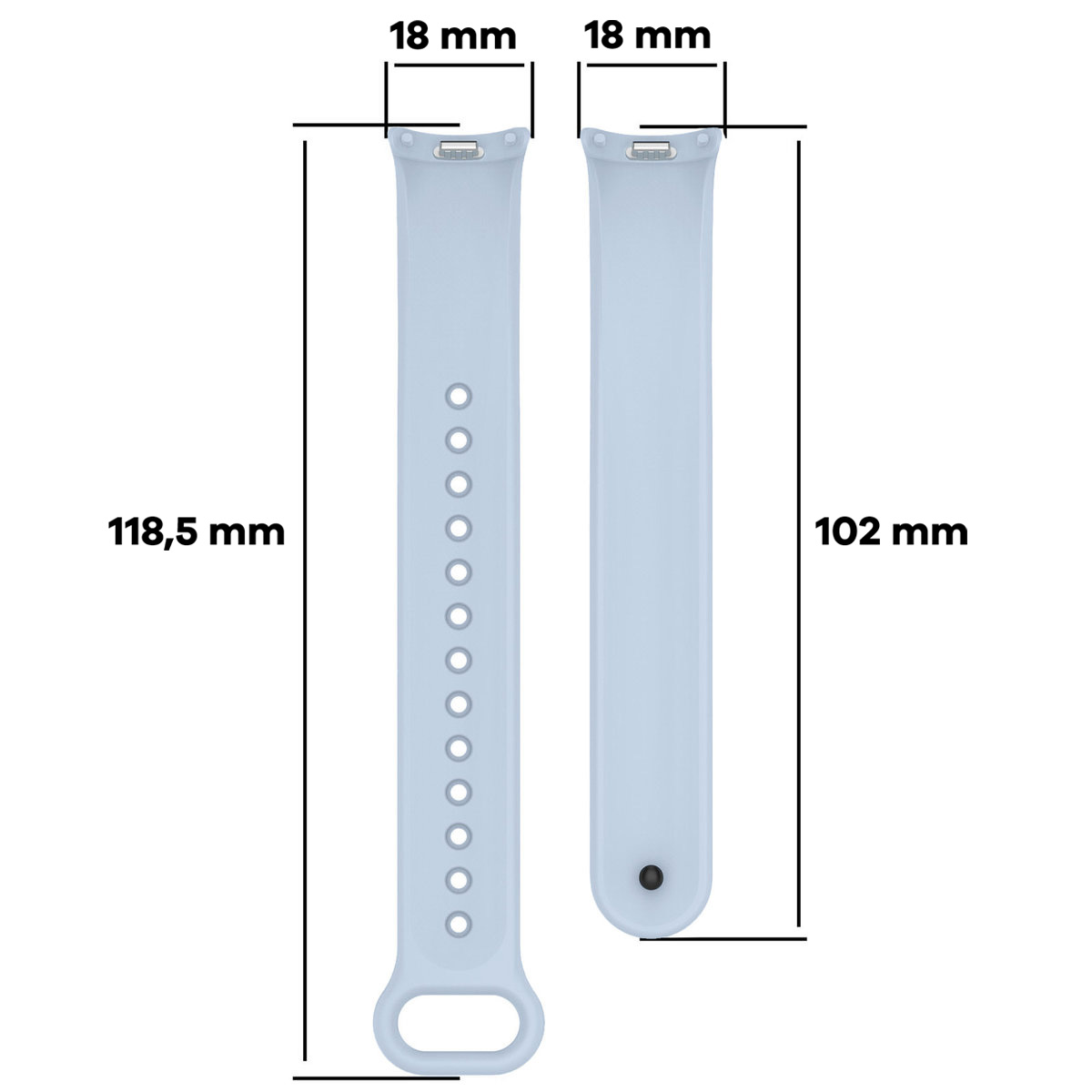 Wymiary paska Strap Watch Dots dla Xiaomi Smart Band 10 / 9 / 9 NFC / 8