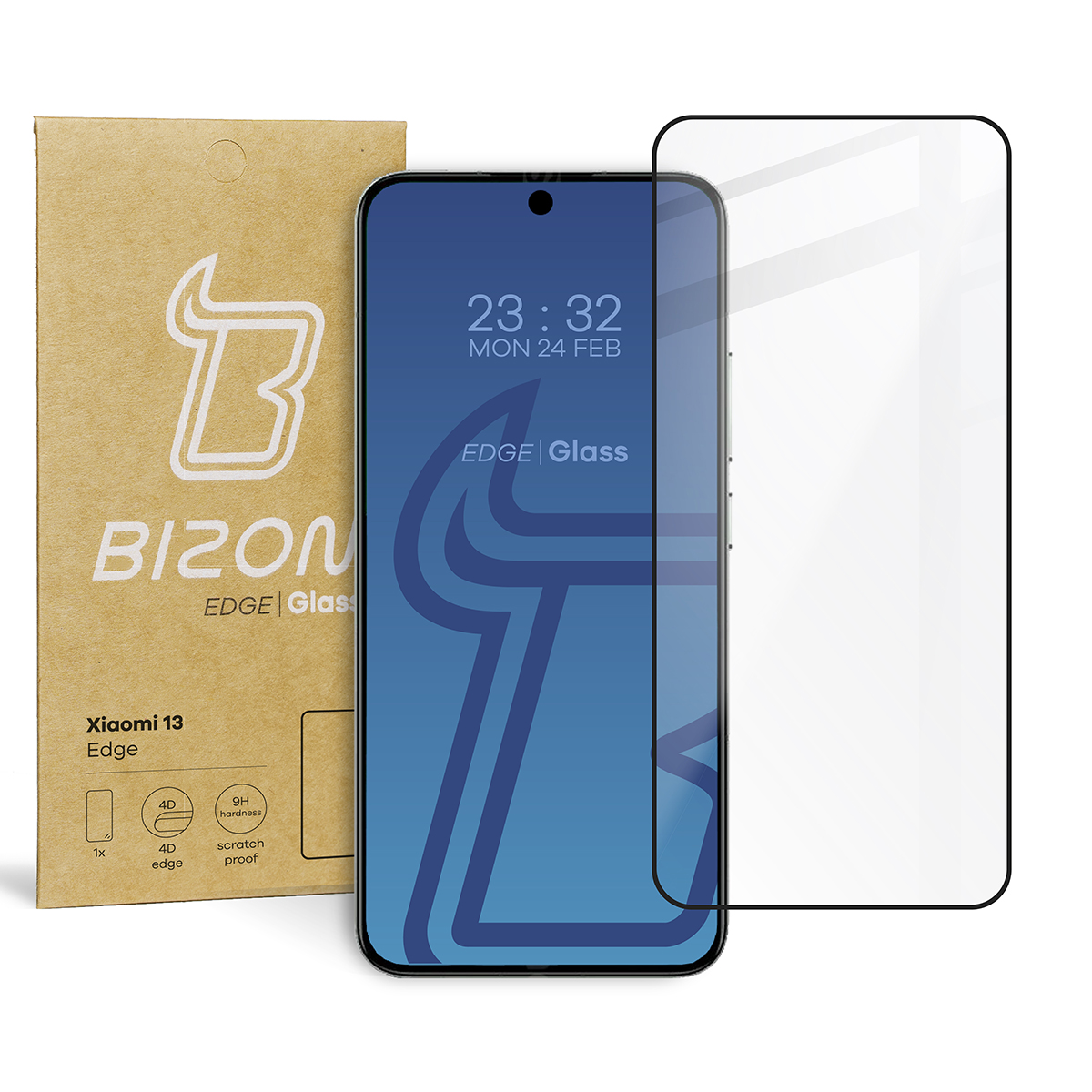 Gehärtetes Glas Bizon Glass Edge 2 für Xiaomi 13, schwarz