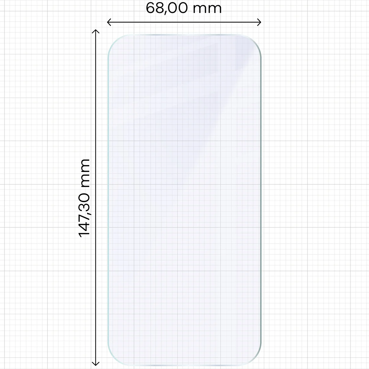 Miarka z wymiarami szkła hybrydowego Bizon Hybrid Mule do Xiaomi 17