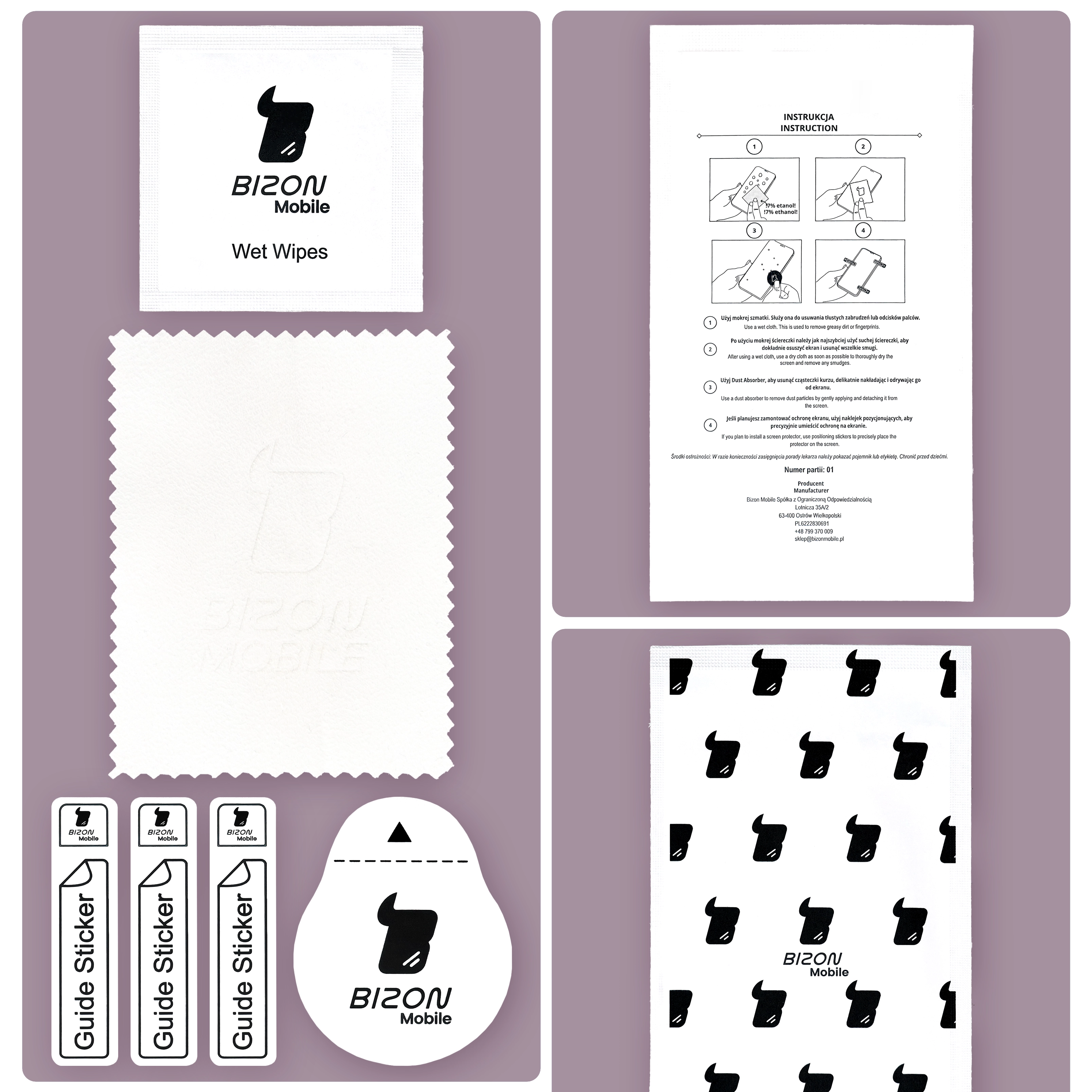 Zestaw aplikacyjny w zestawie ze szkłem Bizon Glass Tab Mule Shadow do iPad Mini 7 2024