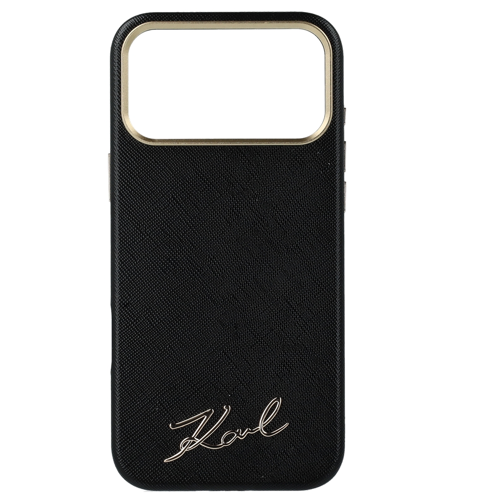 Karl Lagerfeld Lagerfeld Saffiano Small Script Metal Logo oryginalne eleganckie modne etui ochronne na telefon komórkowy czarne