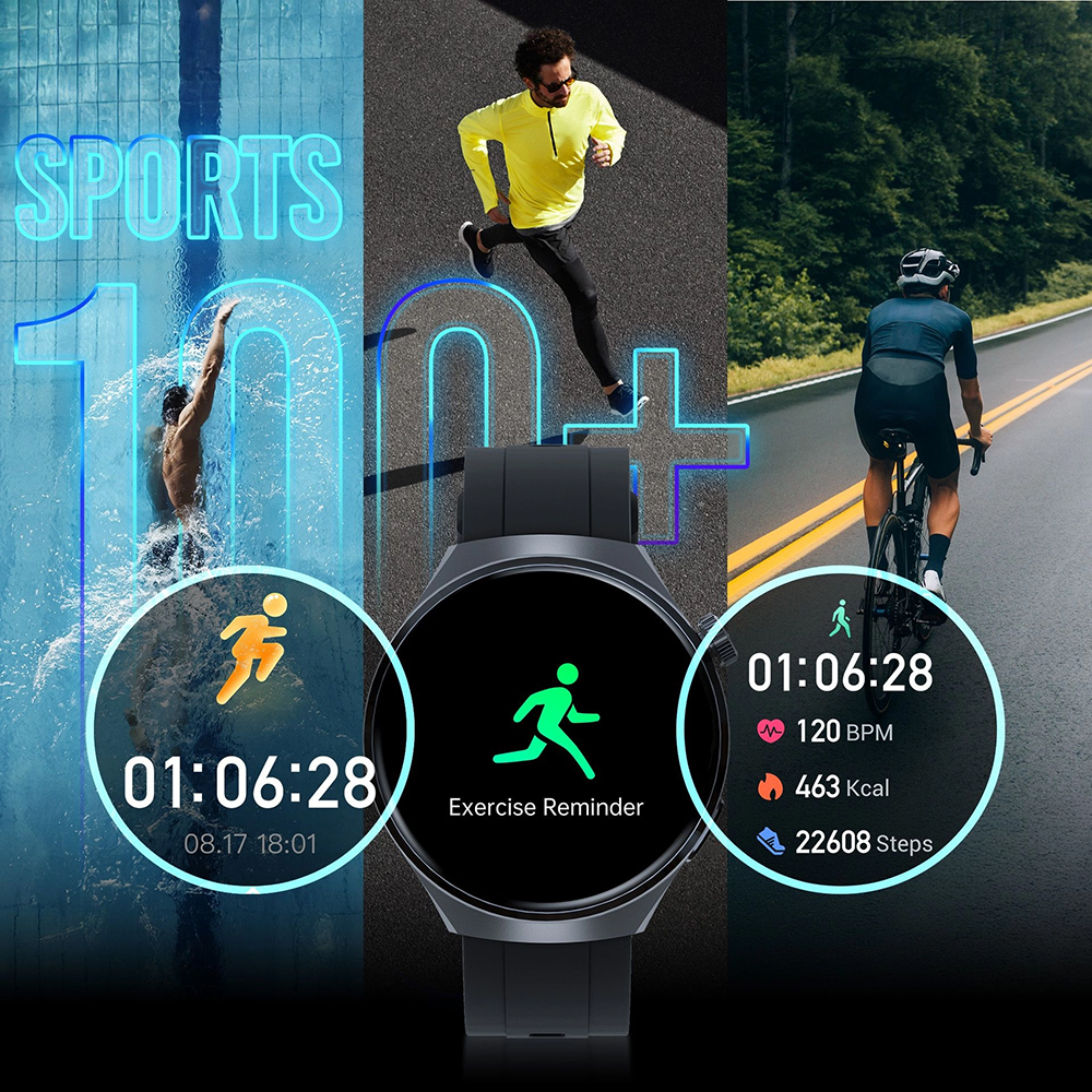 3mk Altora Everyday Slim, sportowy smartwatch obsługujący 100 trybów, wszechstronny, czarny