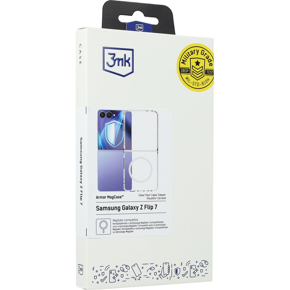 Etui pancerne 3mk Armor MagCase do Galaxy Z Flip7, przezroczyste