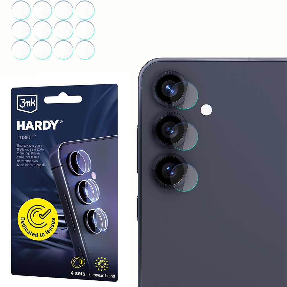 4x Szkło hybrydowe na soczewki aparatu, 3mk Hardy Fusion Lens Protection do Galaxy S25 FE