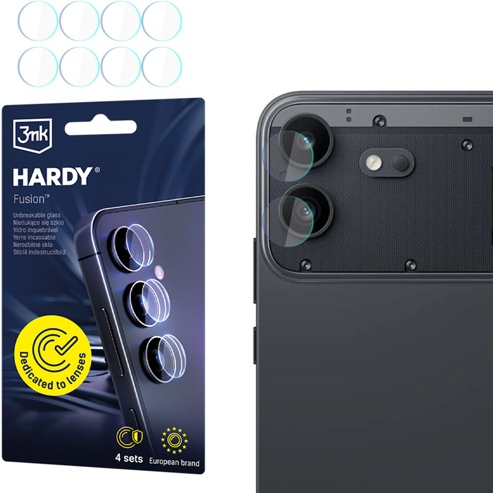 4x Szkło hybrydowe na soczewki aparatu, 3mk Hardy Fusion Lens Protection do Nothing Phone (4b)