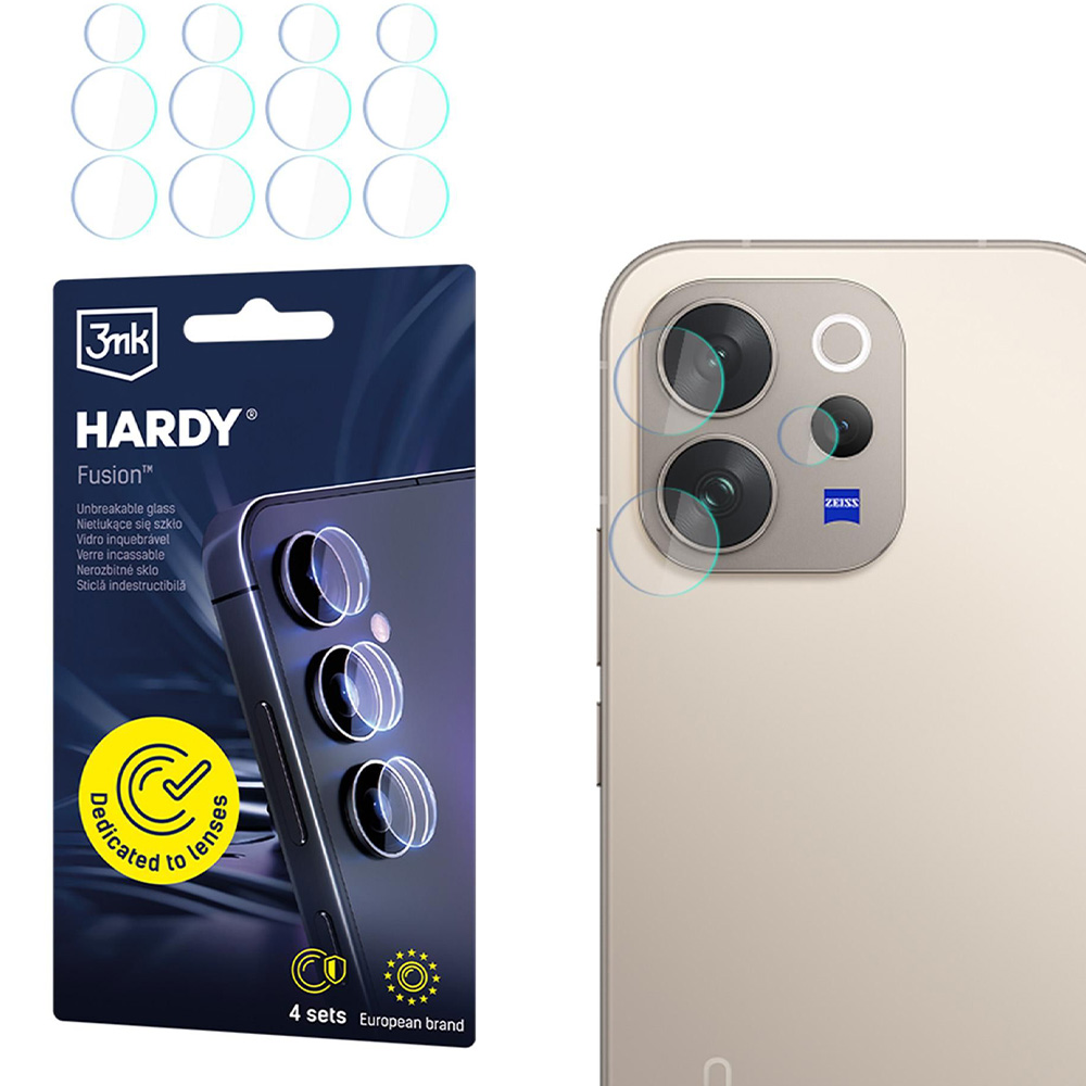 4x Szkło hybrydowe na soczewki aparatu, 3mk Hardy Fusion Lens Protection do Vivo V70 5G