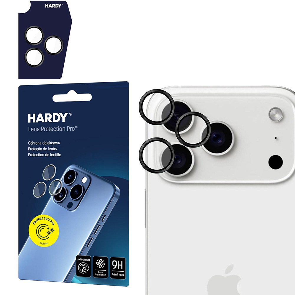 Osłony na aparat 3mk HARDY Lens Protection Pro 1 zestaw dla iPhone 17 Pro Max / iPhone 17 Pro, czarne