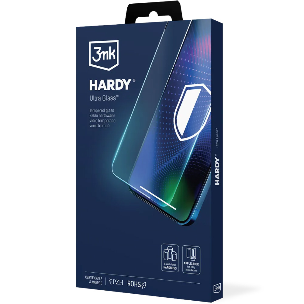 3mk HARDY Ultra Glass, szkło ochronne na ekran, powłoka bazaltowa, bezpieczeństwo, smartfon, przezroczyste z czarną ramką