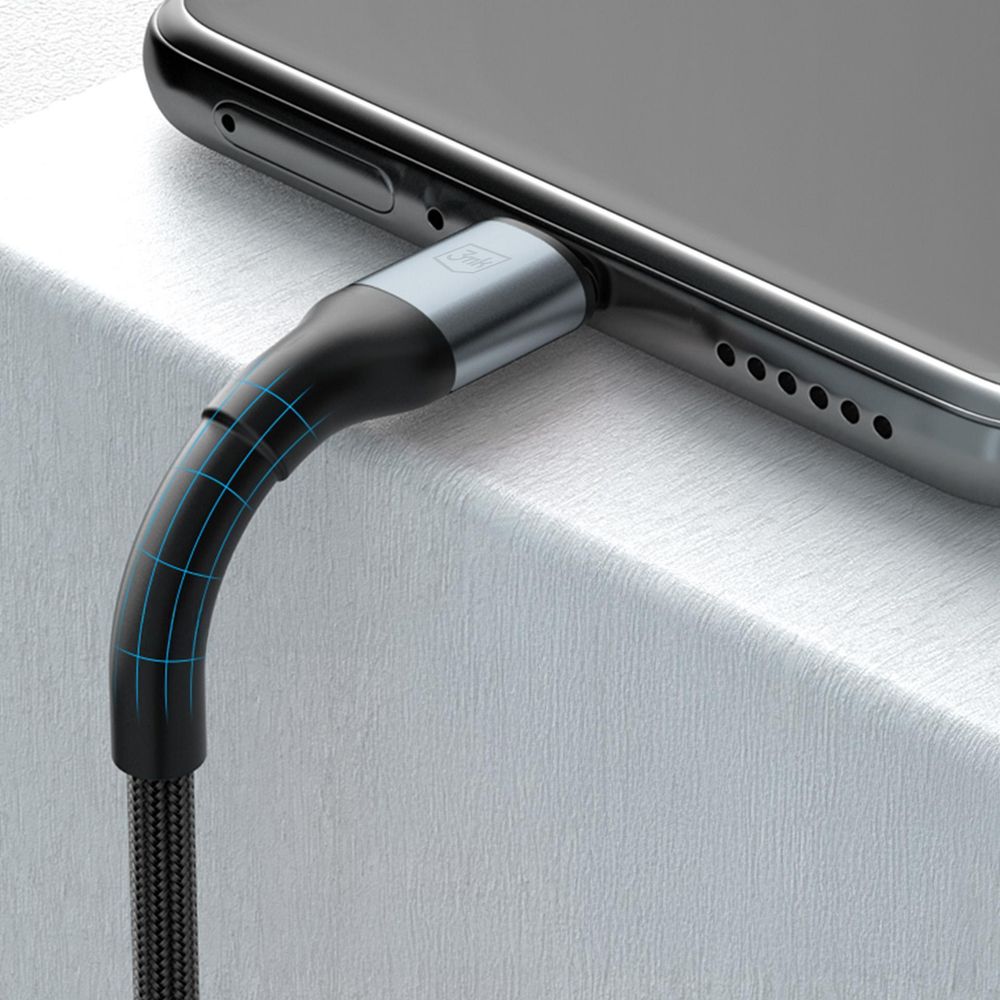 3mk Hyper Cable, ergonomiczne złącza i szybka synchronizacja, nowoczesny, czarny