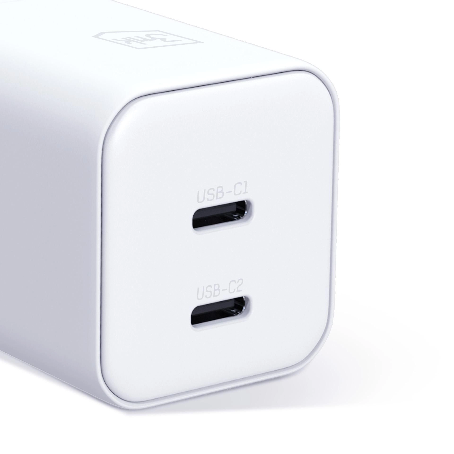 Ładowarka sieciowa GaN, 2x USB-C, PD 45W AVS, 3mk Hyper Charger, biała