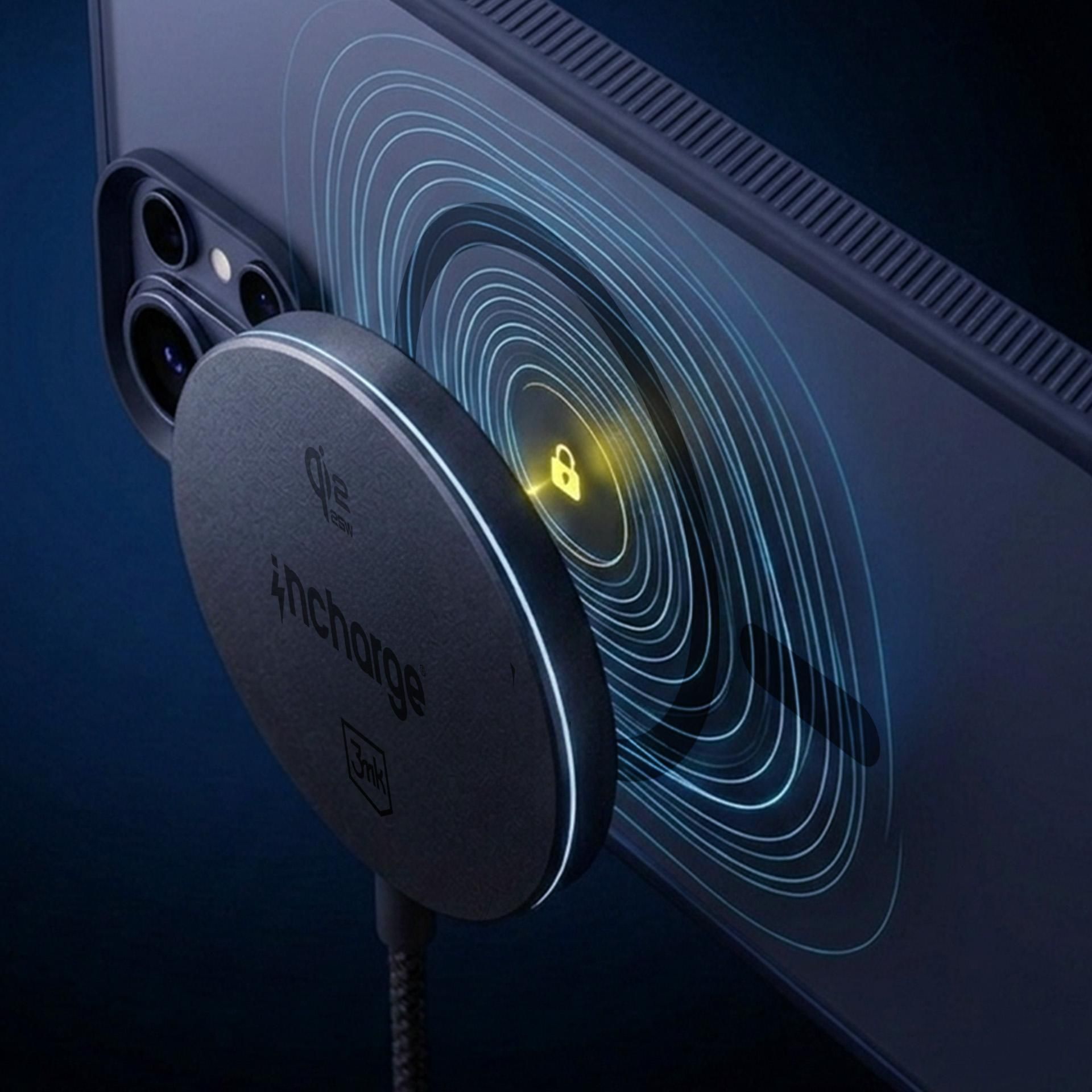 Ładowarka indukcyjna 3mk incharge Align Qi2.2 25W for Android, czarna