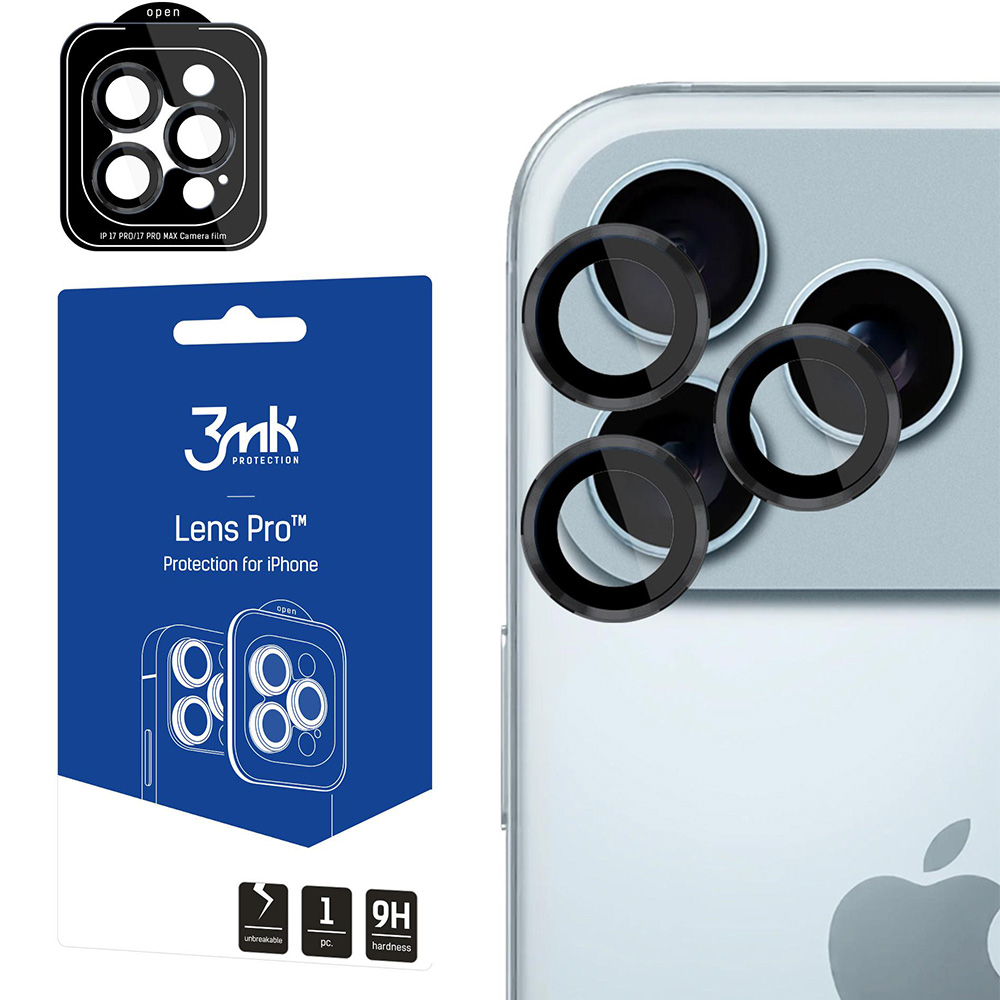 Osłona na aparat 3mk Lens Protection Pro do iPhone 17 Pro Max / iPhone 17 Pro, czarne