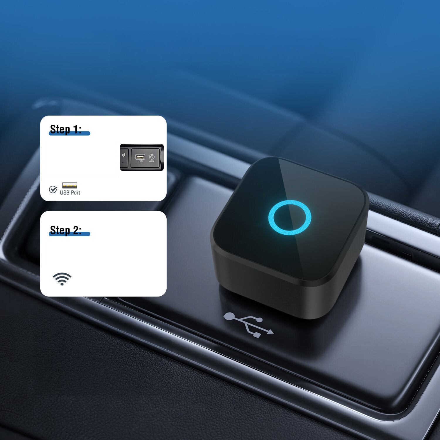 Bezprzewodowy adapter CarPlay / Android Auto, 4smarts USB-A + USB-C, Bluetooth 4.2 / WiFi 5 GHz, czarny