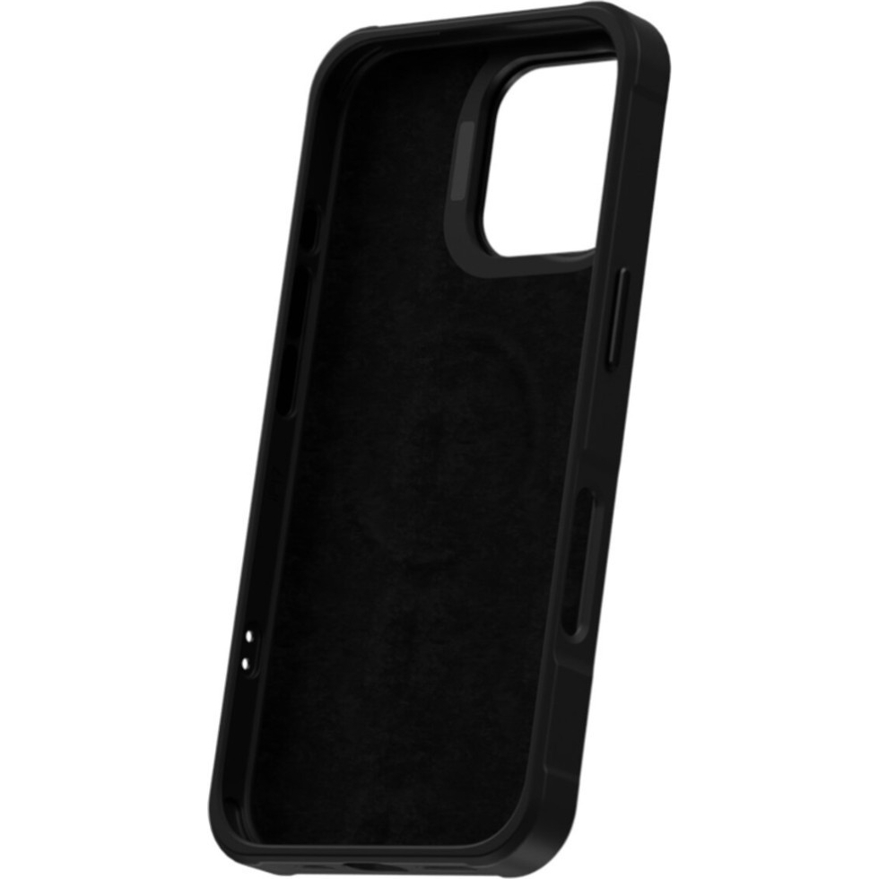 Wnętrze czarnego etui ochronnego na smartfon z dużym wycięciem na aparat