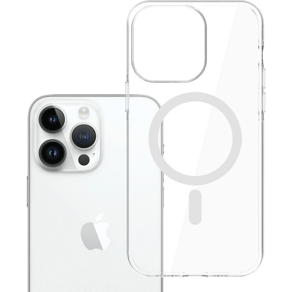 Etui 3mk EverClear MagCase do MagSafe do iPhone 14 Pro, przezroczyste z białym, ochrona przed upadkami Military Grade, solidne zabezpieczenie