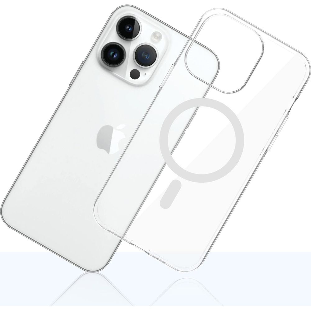 Etui 3mk EverClear MagCase do MagSafe do iPhone 14 Pro, przezroczyste z białym, precyzyjne przyciski i wygodna obsługa, ergonomiczne krawędzie