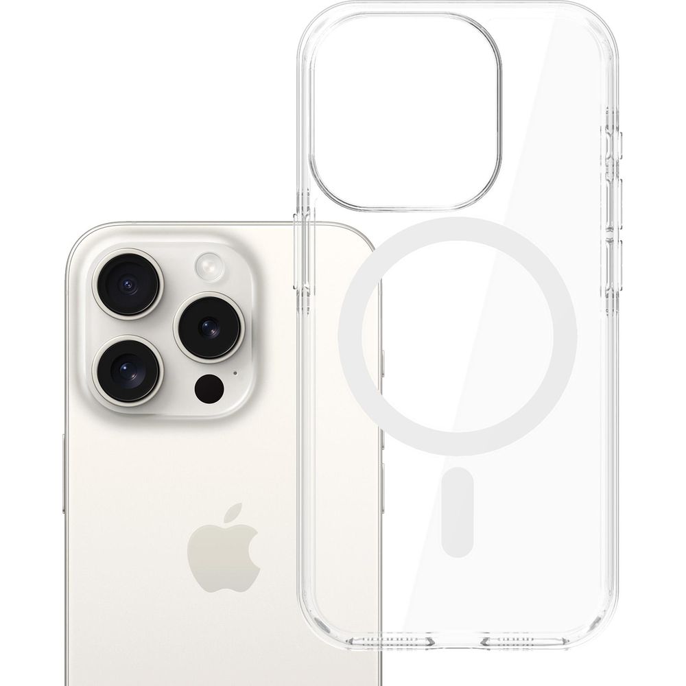 Etui 3mk EverClear MagCase do MagSafe do iPhone 15 Pro, przezroczyste z białym, ochrona przed upadkami Military Grade, solidne zabezpieczenie