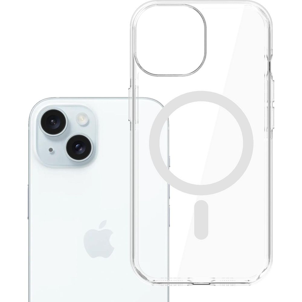 Etui 3mk EverClear MagCase do MagSafe do iPhone 15, przezroczyste z białym, ochrona przed upadkami Military Grade, solidne zabezpieczenie