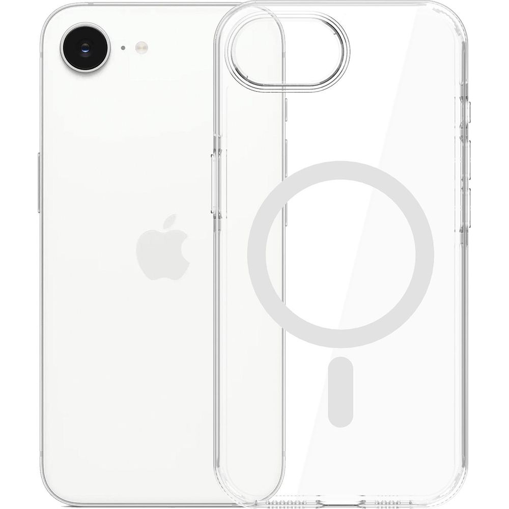 Etui 3mk EverClear MagCase do MagSafe do iPhone 16e, przezroczyste z białym, stabilne mocowanie do MagSafe, komfortowe ładowanie