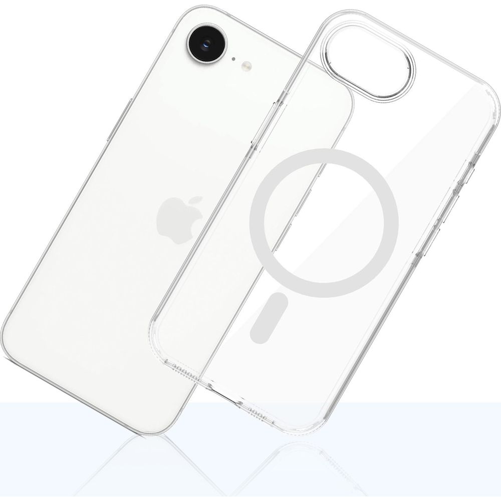 Etui 3mk EverClear MagCase do MagSafe do iPhone 16e, przezroczyste z białym, precyzyjne przyciski i wygodna obsługa, ergonomiczne krawędzie