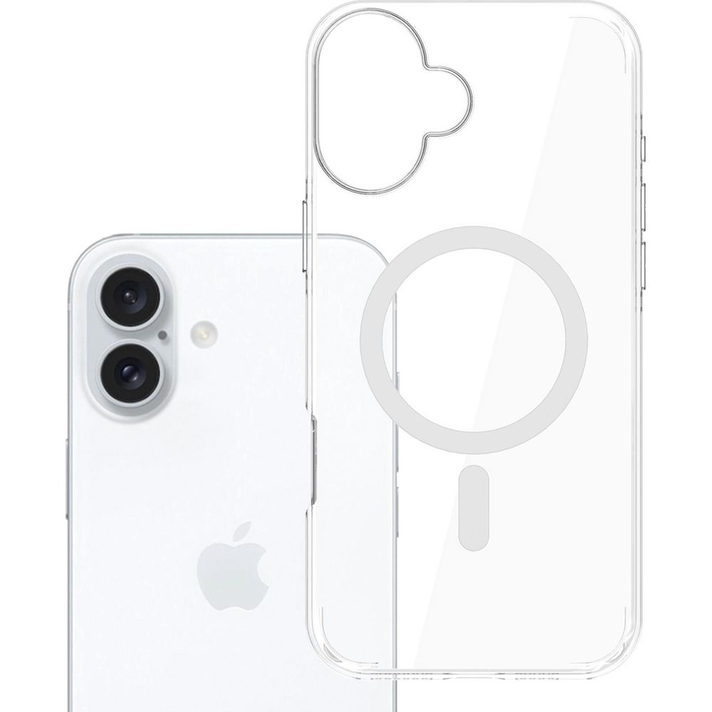 Etui 3mk EverClear MagCase do MagSafe do iPhone 16, przezroczyste z białym, ochrona przed upadkami Military Grade, solidne zabezpieczenie