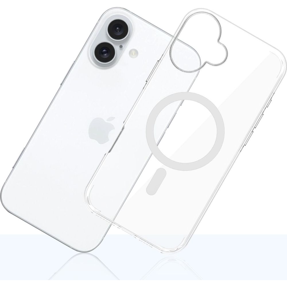 Etui 3mk EverClear MagCase do MagSafe do iPhone 16, przezroczyste z białym, precyzyjne przyciski i wygodna obsługa, ergonomiczne krawędzie