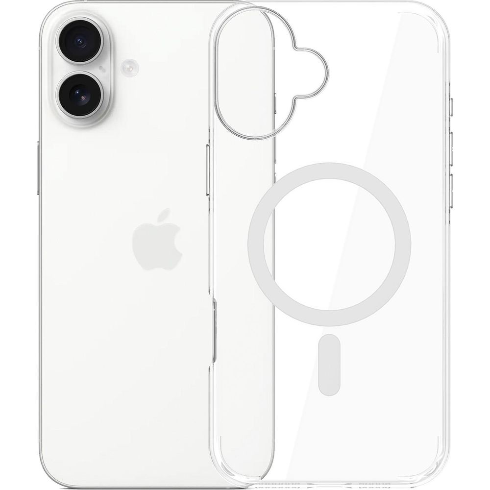 Etui 3mk EverClear MagCase do MagSafe do iPhone 16 Plus, przezroczyste z białym, stabilne mocowanie do MagSafe, komfortowe ładowanie