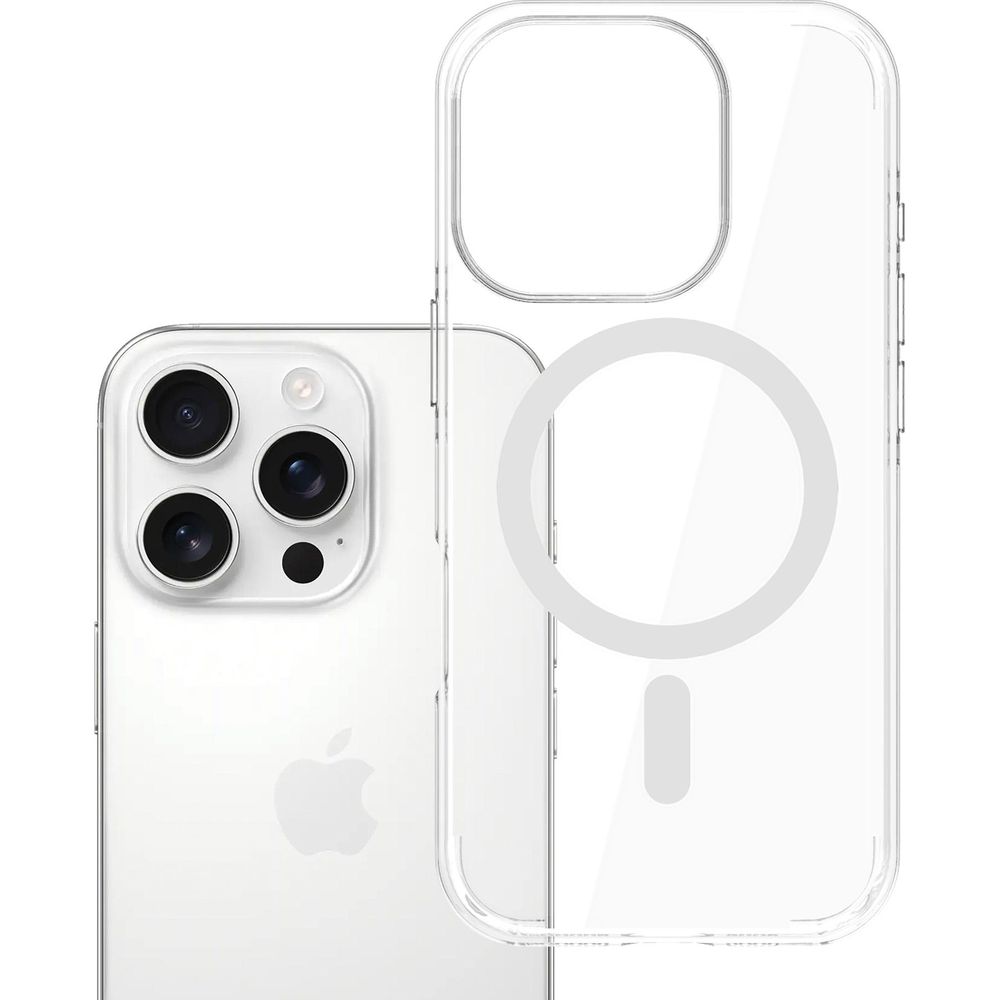 Etui 3mk EverClear MagCase do MagSafe do iPhone 16 Pro, przezroczyste z białym, ochrona przed upadkami Military Grade, solidne zabezpieczenie