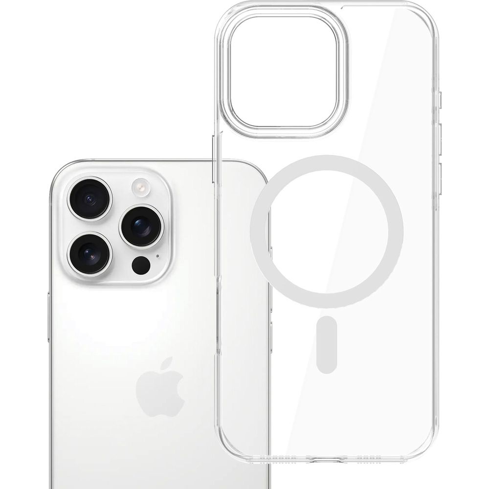 Etui 3mk EverClear MagCase do MagSafe do iPhone 16 Pro Max, przezroczyste z białym, ochrona przed upadkami Military Grade, solidne zabezpieczenie