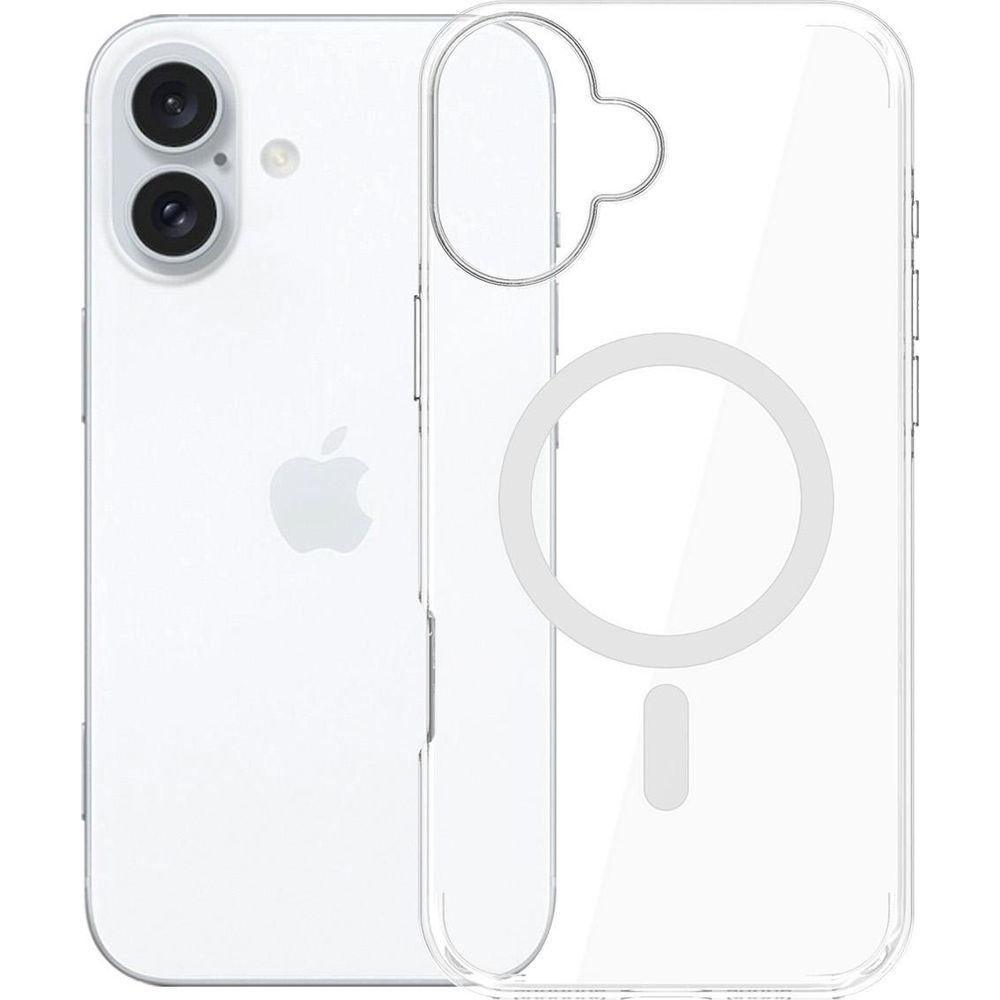 Etui 3mk EverClear MagCase do MagSafe do iPhone 17, przezroczyste z białym, stabilne mocowanie do MagSafe, komfortowe ładowanie
