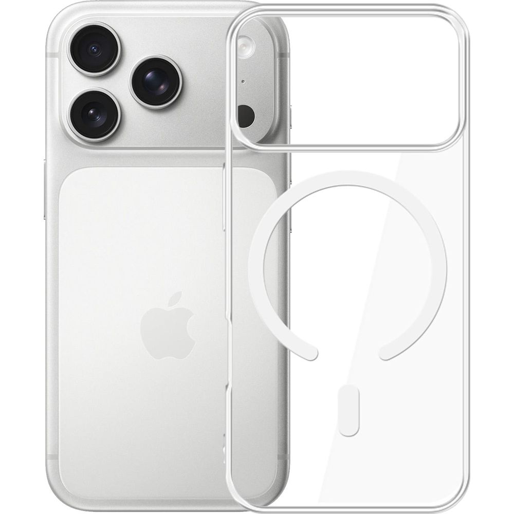 Etui 3mk EverClear MagCase do MagSafe do iPhone 17 Pro, przezroczyste z białym, stabilne mocowanie do MagSafe, komfortowe ładowanie
