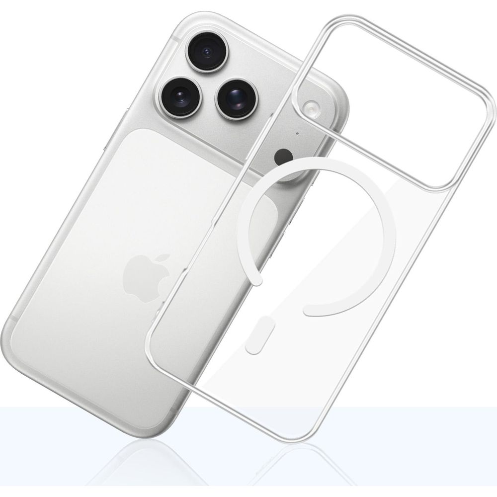 Etui 3mk EverClear MagCase do MagSafe do iPhone 17 Pro, przezroczyste z białym, precyzyjne przyciski i wygodna obsługa, ergonomiczne krawędzie