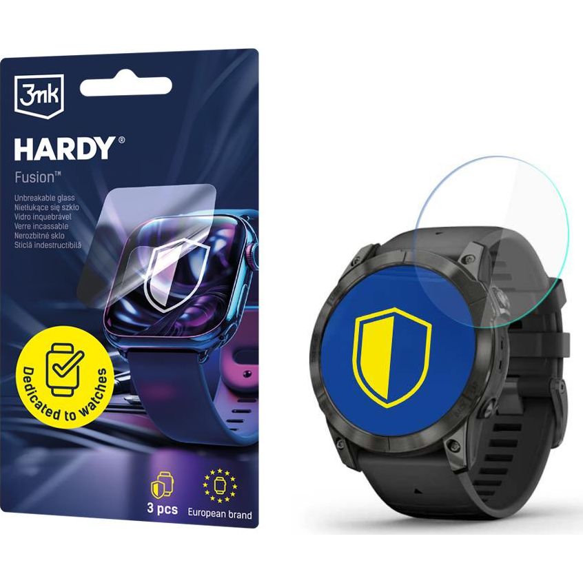 3mk Hardy Fusion Watch Protection, superwytrzymałe szkło hybrydowe chroni ekran zegarka, przezroczyste